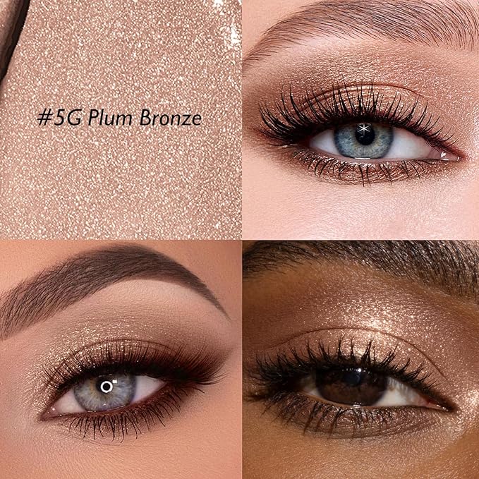 Plum Bronze Shimmer Eyeshadow Stick, Cream Eye Shadow Stick Waterproof Long Lasting Multi-Use Eyeliner Pencil, Smooth Blendable High Pigmented Precision Eye Crayon Makeup with Built-in Sharpener