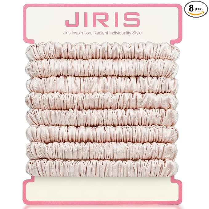 Silk Satin Hair Scrunchies for Women, 8 Pack Pink, No Crease, Frizz Control & Hair Breakage Reduction, Soft Hair Ties for All Hair Types, Elastic Hair Accessories for Daily Wear & Gift