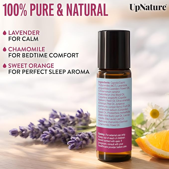 UpNature Dream Sleep Essential Oil Roll On – Natural Sleeping Blend with Lavender, Chamomile Aromatherapy Oils