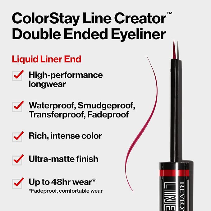 REVLON Liquid Eyeliner & Smoky Kohl Pencil, ColorStay Line Creator Eye Makeup, Waterproof & Transferproof, 154 Cool as Ice, 0.004 oz