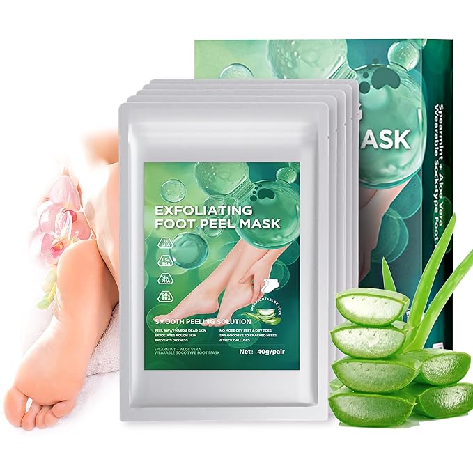 Dr.Pedi Foot Peeling Mask Exfoliating Foot Masks for Dry Dead Skin and Calluses Removal Aloe Vera Foot Spa Treatment for Soft Smooth Feet (5 Pairs)