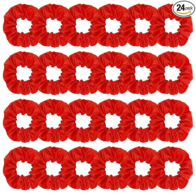 Silk Satin Scrunchies for Women Girls 24 PCS Hair Scrunchies Silk Satin Hair Ties for Thick Hair Bulk Hair Ties Hair Accessories