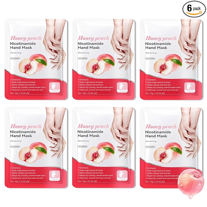 6PCS Hand Masks,Hydrating Hand Masks Moisturizing Gloves Overnight for Dry Cracked Hands,Daily Hand Care Hand Masks Gift Set for Women and Men E
