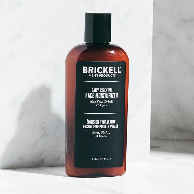 Brickell Men's Daily Essential Face Moisturizer for Men, Fast-Absorbing Face Lotion with Niacinamide, Green Tea, and Hyaluronic Acid, 4 Ounce, Scented