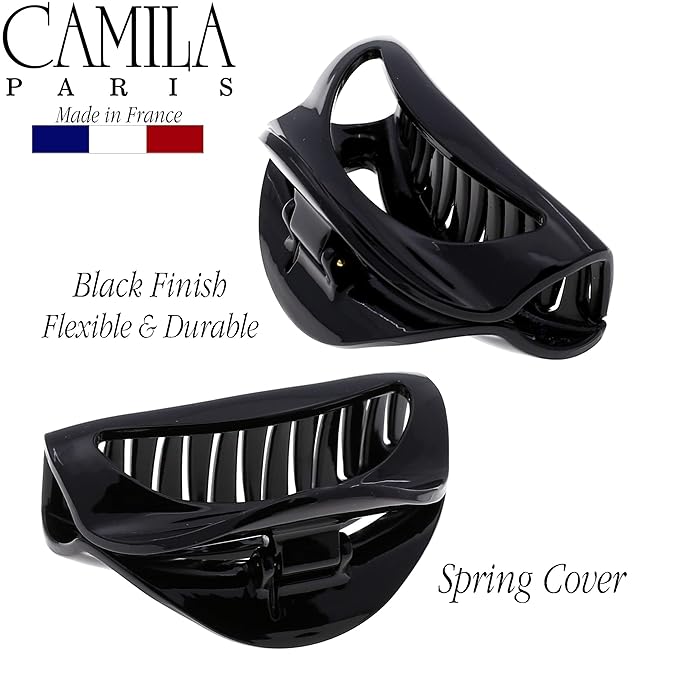 Camila Paris CP1564 French Hair Clip for Women Black Small Girls Hair Claw Clips Jaw Fashion Durable Styling Hair Accessories for Women, Strong Hold No Slip Grip, Made in France