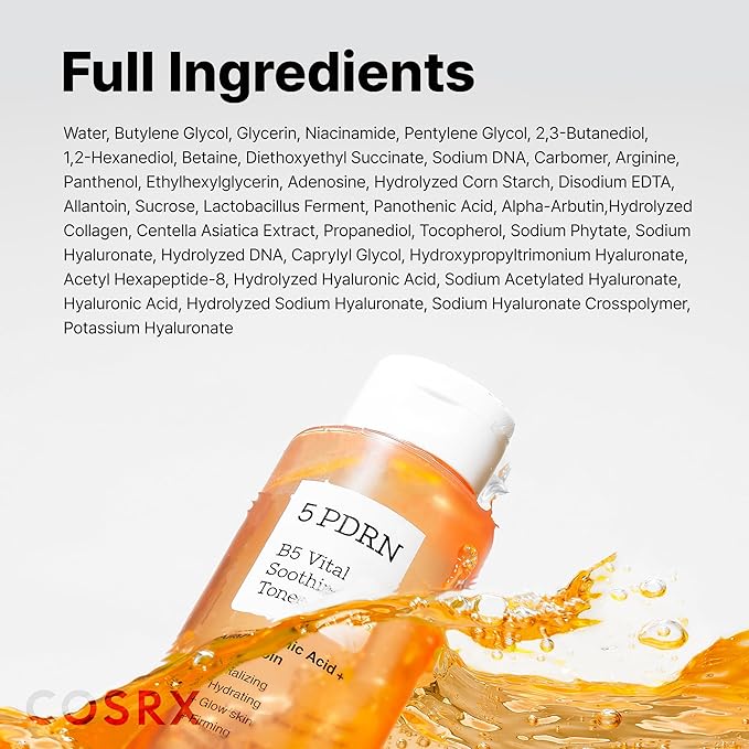 COSRX 5 PDRN B5 Vital Soothing Toner - Korean Toner for Rejuvenating & Soothing Skin with Salmon DNA, Centella, Lactobacillus PDRN & Panthenol, Mothers day gift for Mom, Korean Skin Care 9.46 fl.oz.