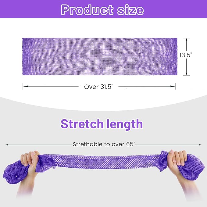 ZOCY African Net Sponge, Authentic Exfoliating Body Scrubber for Bath and Shower, Multiple Textures with Gentle Deep Exfoliating and Rich Lather for All Skins (Purple)
