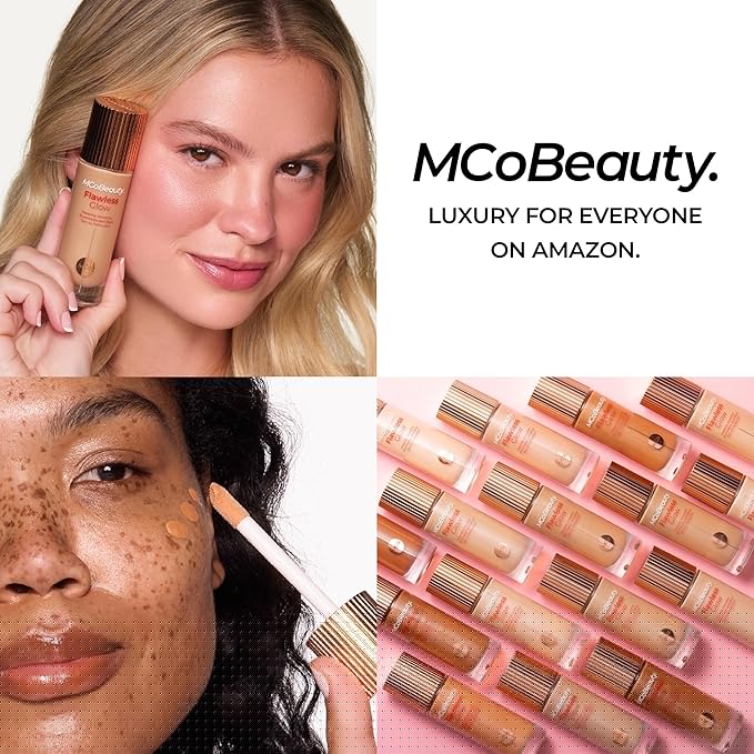 MCoBeauty Flawless Glow Luminous Skin Filter - 5.5 Natural Medium - 4-in-1 Primer, Highlighter & Foundation Booster - Dewy Illuminating Tint Face Makeup with Squalane Vitamin E - Vegan & Cruelty Free