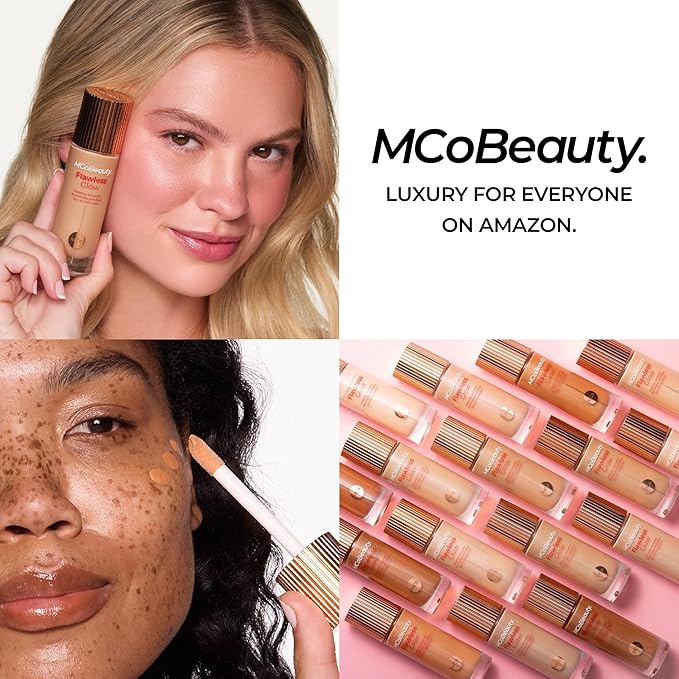 MCoBeauty Flawless Glow Luminous Skin Filter - 8 Espresso - 4-in-1 Primer, Highlighter & Foundation Booster - Dewy Illuminating Tint Face Makeup with Squalane Vitamin E - Vegan & Cruelty Free
