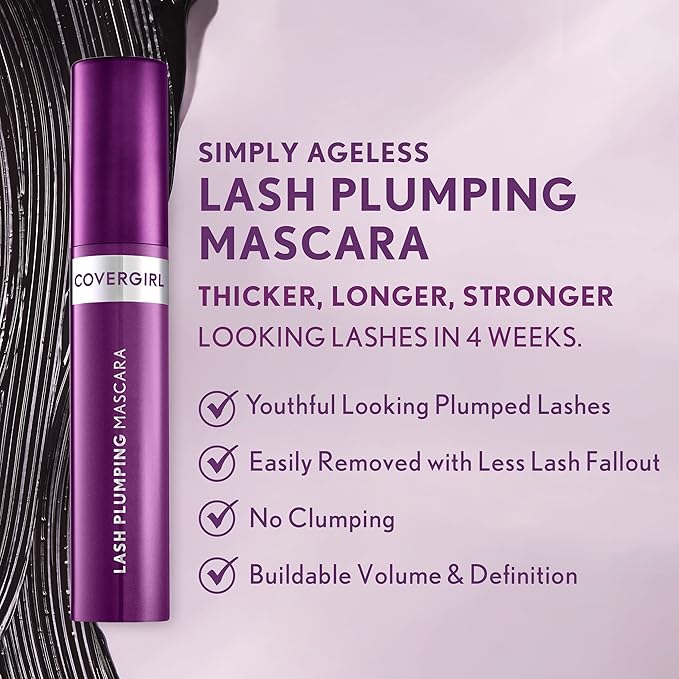 COVERGIRL Simply Ageless Lash Plumping Mascara, Dark Brown, Pack of 1