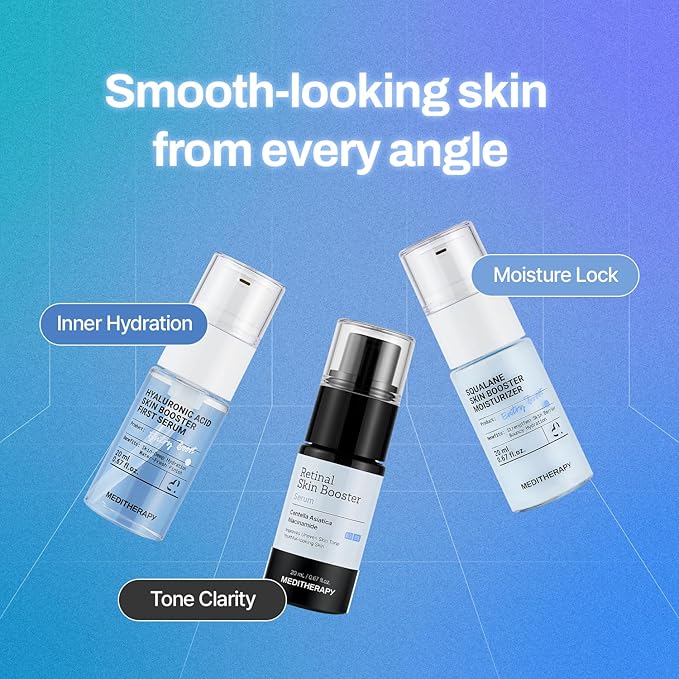 MEDITHERAPY Gentle Boost Kit – Korean Skin Care Set with Retinal & Hyaluronic Acid Serum & Squalane Moisturizer, Anti-Aging & Hydrating Routine, Beginner-Friendly, Travel & Gift