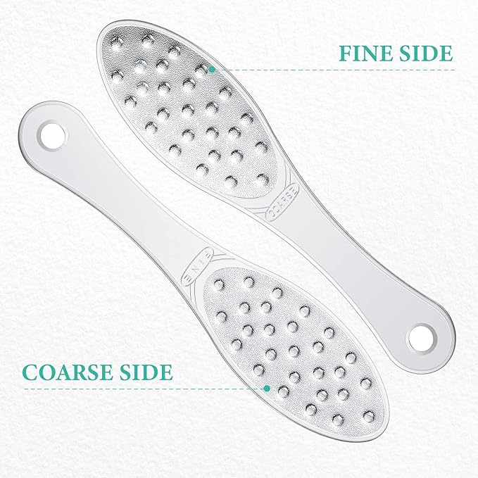 2 Pcs Stainless Steel Foot File Callus Remover Double Sided Metal Foot Rasp Scrubber for Wet or Dry Skin Professional Pedicure Tool for Hard Skin & Cracked Heels, Easy to Clean (Classic Style)