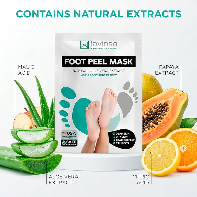 Foot Peel Mask for Dry Cracked Feet – 2 Pack Peeling Mask Removes Dead Skin and Calluses - Exfoliating for Soft Baby Feet, Original Scent
