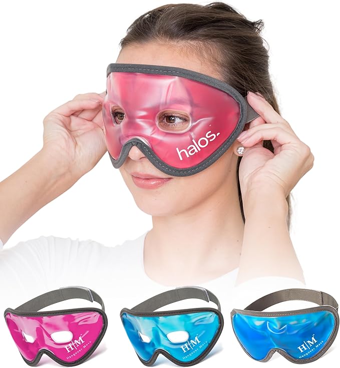 HM Cooling Eye Mask - Reusable Gel Cold Pack Soothes Puffy Eyes, Dark Circles & Hangovers - Relieve Headaches & Sinus Pain With Cold Therapy