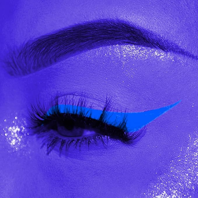 UV Neon Liquid Eyeliner, Matte Colored Eyeliner Pen, Waterproof Smudge-proof Pigmented Eye Liner, Glow Brightly Under UV Lights, Colorful Eye Makeup For Rave Party Music Festival, Neon Blue