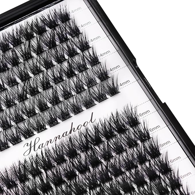 12rows-Large Tray Mixed 8-10-12-14-16mm/Mixed 14-15-16mm/Mixed14mm-16mm/Mixed 18-20mm Wide Stem Individual False Eyelashes Dramatic Black Cluster Eyelashes (mixed14mm-16mm)