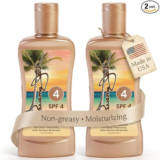 Panama Jack Sunscreen Tanning Lotion - SPF 4, PABA, Paraben, Gluten & Cruelty Free, Antioxidant Moisturizing Formula, 6 FL OZ (Pack of 2)