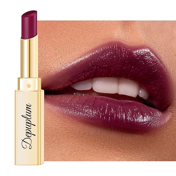 Depuplum Dark Purple Lipstick for Women Moisture Lip Gloss Tinted Lip Balm Sheer Lipsticks for Mother's Day Nourishing Hydrate Glossy Lipstick for Dry Lips,DM93 Grape Purple