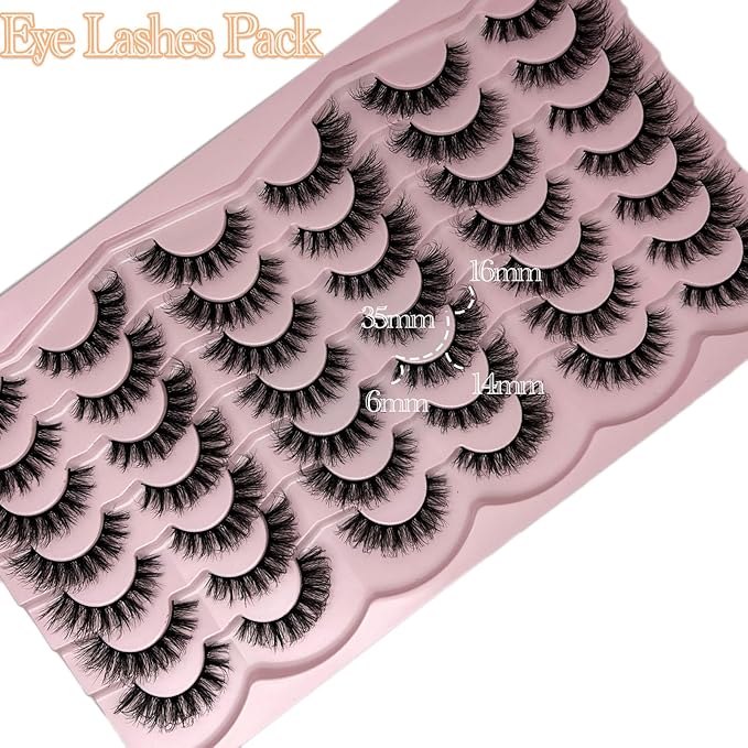 Natural Lashes Wispy Short Cat Eye False Strip Lashes Natural Look Cateye D Curl Lash Strips Fluffy Faux Mink False Eyelashes Pack