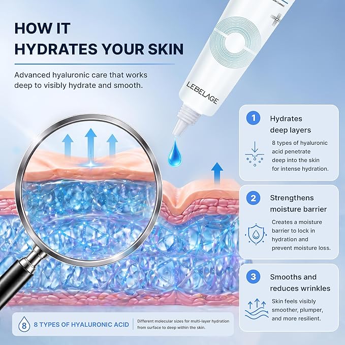 LEBELAGE Derma Eye Cream 1.35 fl oz | Lightweight Eye Moisturizer | Fast-Absorbing Daily Under Eye Cream for Smooth, Hydrated Skin Feel | Korean Skincare Routine (Hyaluronic)