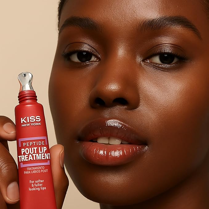 KISS NEW YORK Peptide Lip Treatment, Hydrating & Non-Sticky Tinted Plumping Balm, Shea Butter, Castor Oil & Squalane Reduces Look of Fine Lines, Softer & Fuller Lips with Cooling Metal Tip (Raspberry)