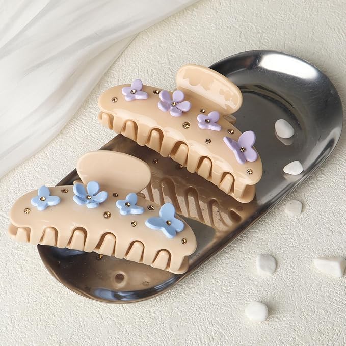 HAIMEIKANG 2 PCs Acrylic Bow Hair Claw Clips for Women - Cute Banana Non-Slip Strong Hold Barrettes Y2K Hair Clips for Thick Thin Hair