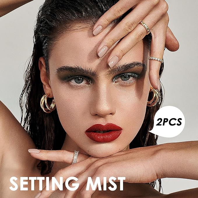 2PCS Makeup Setting Spray Set for Face, Weightless Long Lasting Waterproof Fixing Makeup Setting Face Spray, Smudge-proof, Hydrating & Refreshing Setting Spray Makeup(F)