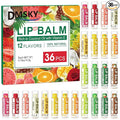 DMSKY 36 Pack Lip Balm, Natural Lip Balm Bulk with Vitamin E and Coconut Oil, Moisturizing Lip Care Product for Dry Cracked Lips- 12 Flavors