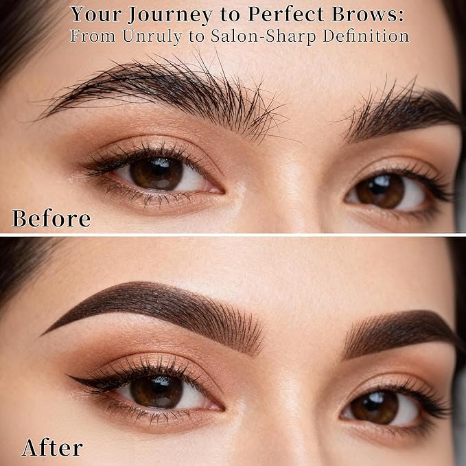 HEDVIA 9 Pcs Eyebrow Razor Kit for Women Shaping, Professional Eyebrow Makeup Set with 6 Small Eyebrow Razors, 1 Eyebrow Scissors with Comb, 1Eyebrow Tweezers for Men, 1 Makeup Brushes(Black Set)