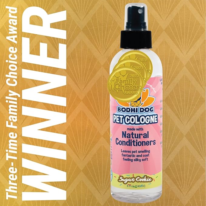 Bodhi Dog Premium Dog Cologne - Deodorizing Dog Perfume & Conditioner for Dogs & Cats - Natural Long Lasting Spray - Keeps Pets Fresh All Day - Gentle, Safe Formula, Made in USA (Sugar Cookie 8 Fl Oz)