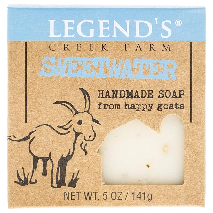 Legend's Creek Farm Goat Milk Soap - Cleansing Moisturizing Bar for Hands and Body - 5 Oz Creamy Lather, Nourishing, Gentle Natural Soap for Sensitive Skin (Sweetwater, Pack of 1)