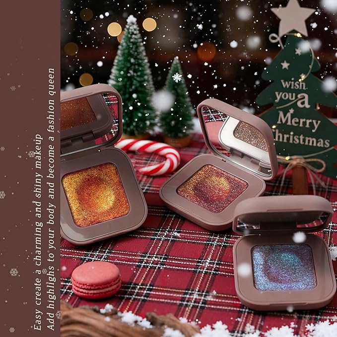 Noerrors Duochrome Burgundy Gold Glitter Eyeshadow Palette, Holographic Chameleon Rich Color Shimmer Eye Shadow, Color Shift Sparkle Inner Corner Eye Highlighter Palette Makeup for Rave Halloween#07