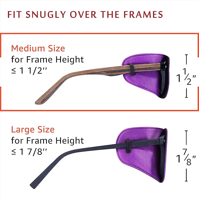 Astropic 2Pcs Silk Eye Patches for Adults Kids Glasses to Cover Either Eye (Medium, Violet)