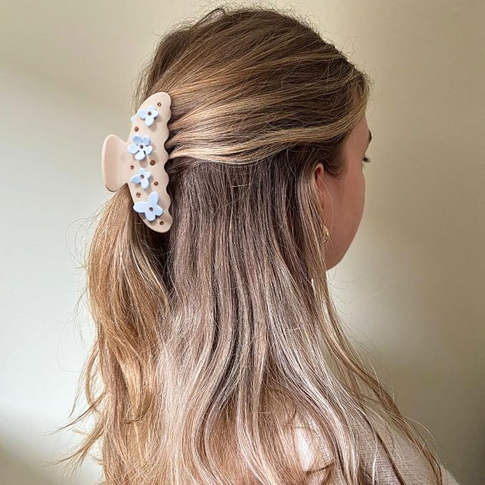 HAIMEIKANG 2 PCs Acrylic Bow Hair Claw Clips for Women - Cute Banana Non-Slip Strong Hold Barrettes Y2K Hair Clips for Thick Thin Hair