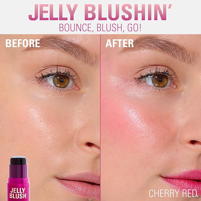 Revolution, Jelly Blush Stick Lip & Cheek Stain, Sheer, Buildable Coverage with Hydrating Hyaluronic Acid & Aloe for Multi-Use Glow, Vegan & Cruelty-Free, Cherry Red
