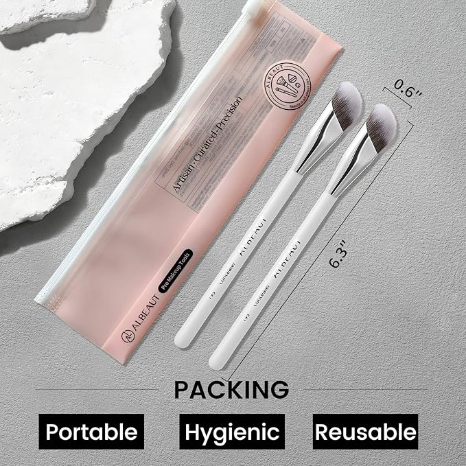 Albeaut Concealer Makeup Brushes 2 PCS Angled Brushes for Liquid, Cream, Stick Concealer Foundation Nose Contour Eyeshadow Blending(193-2pcs)
