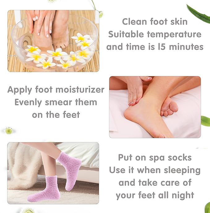 3 Pairs Aloe Moisturizing Socks for Dry Cracked Feet, Sleeping Fuzzy Non-Slip Lotion Socks for Women Men Spa, Foot Care for Repairing Softening Dry Cracked Heel