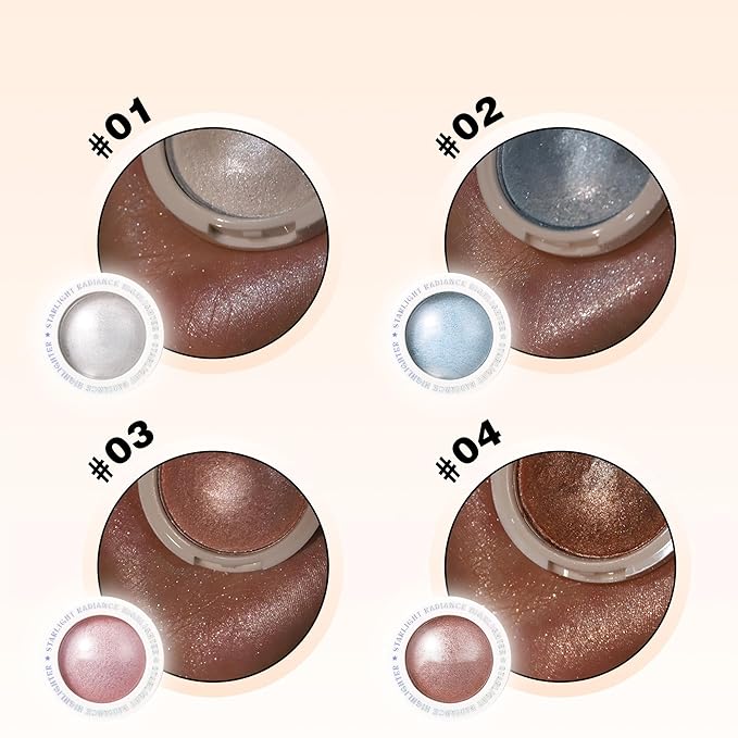 Chromatic Highlighter, Face Glitter Starlight Radiance Chromatic Highlighter, Long Lasting High Pigmented Waterproof Multi-function Glitter Eyeshadow Rainbow Face Paint (#03 Pink)