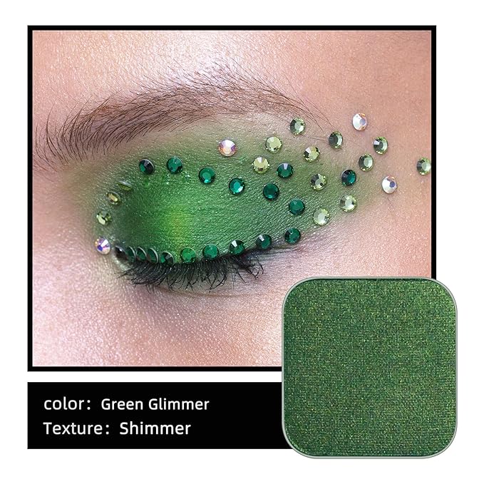 Emerald Green Metallic Eyeshadow Refill Pan – Pearl Shimmer Single Eyeshadow for Magnetic Makeup Palettes, Smooth Blendable Longwear Formula (Green Glimmer)