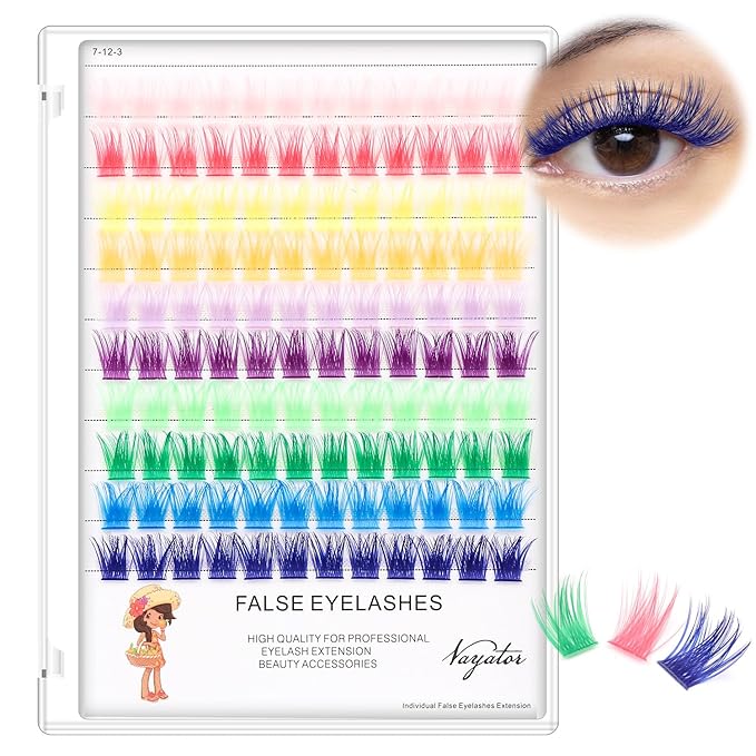 Wide Stem With Various Colored False Eyelashes D Curl Eyelash String 10-20mm Choose Professional Makeup Personal Eyelash String Grafted Eyelash Extension Cluster（10 colors-10mm）