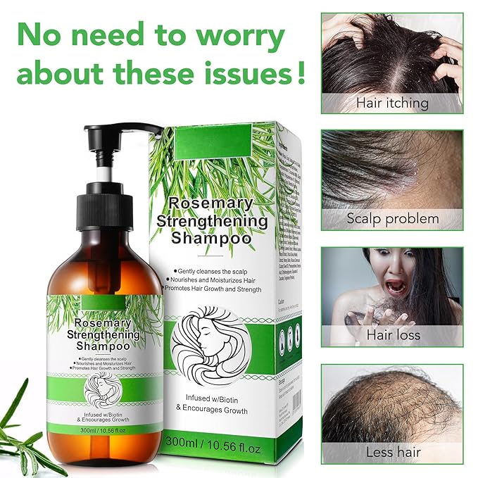 Rosemary Mint Shampoo and Conditioner set Infused with Biotin Promotes Hair Growth & Scalp Health, Strengthen Weak and Brittle Hair for All Hair Types