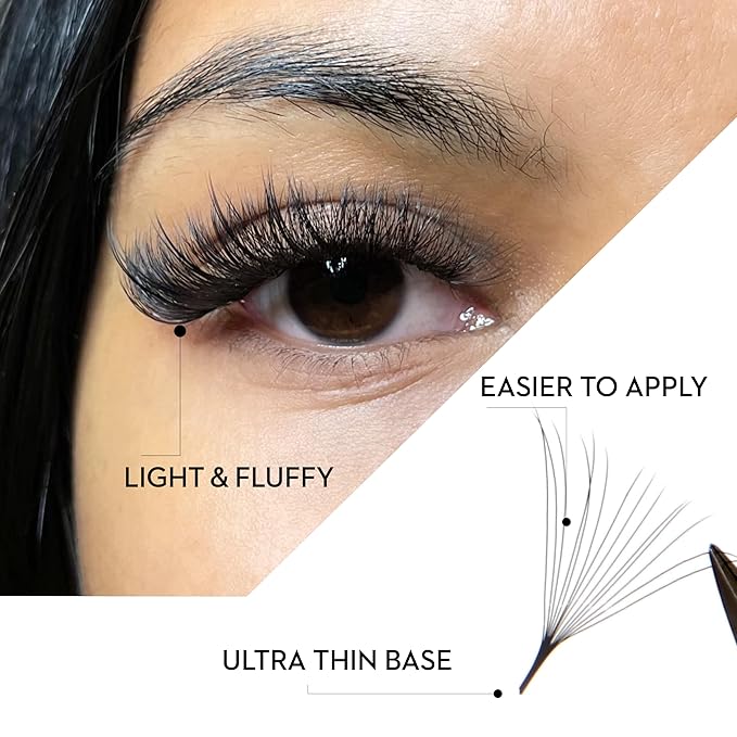 One V Salon Pro 14D Promade Loose Fans, 1000 Premade Extreme Mega Volume Lash Fans | C Curl | 0.05 mm | 8–15 mm Mixed Lengths | Thin Base, Hand-Crafted Eyelash Extensions(14D-0.05-C-Curl)