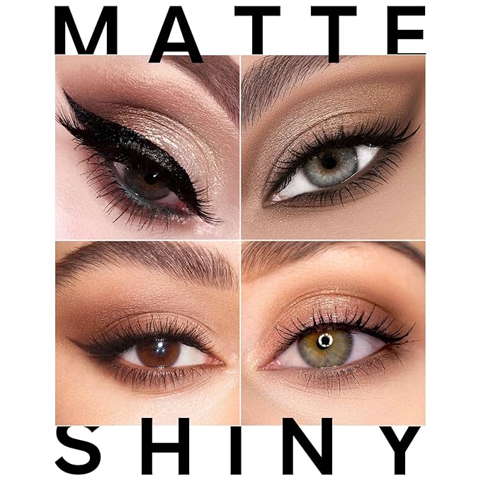 KYDA 12 Colors Grey Brown Eyeshadow Palette with Brush, Matte Shimmer Neutral Nude Brown Eyeshadow, Glitter Sparkling Eye Shadow, Cool Tone Korean Eyes Makeup