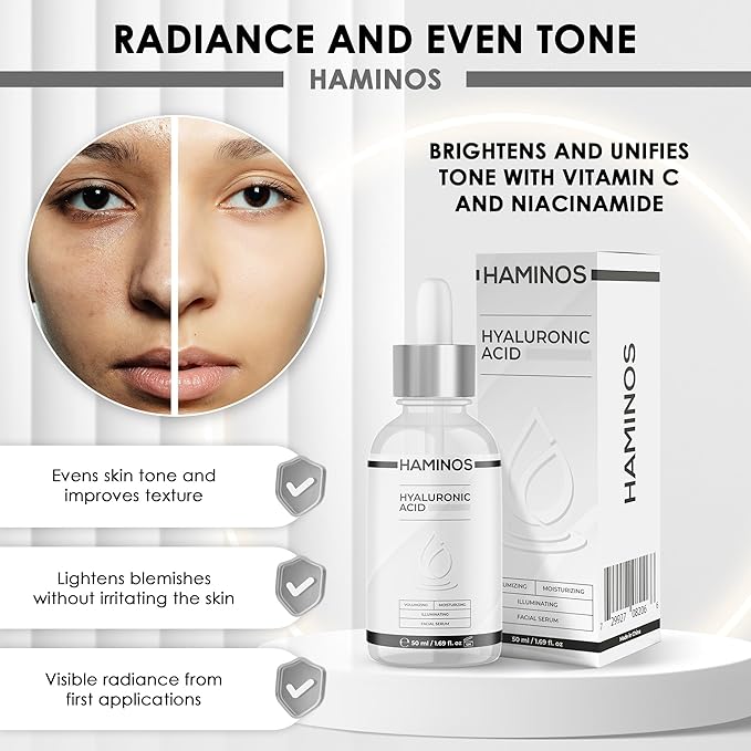 HAMINOS Hyaluronic Acid Serum with Niacinamide, Snail slime, collagen – Lip Plumper, Stretch Marks, Wrinkles, Fine Lines, Hydration - UNIQUE FORMULA (50 ml - 1.69 Fl Oz)