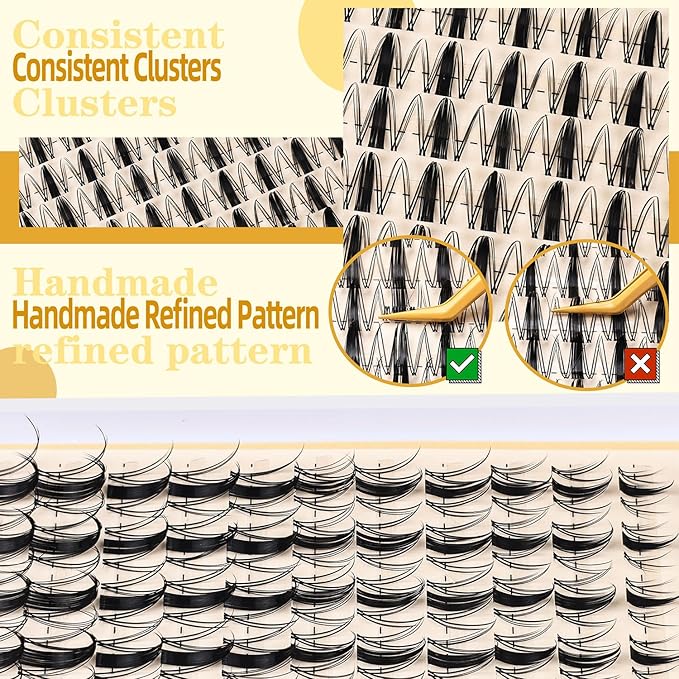 Lash Clusters Invisible Band 10-18mm Manga Lash Clusters D Curl Individual Clusters Eyelash Extensions Fairy Wispy Eye Lashes DIY Lash Extensions at Home (LF06 Lashes Only)