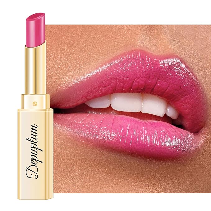 Depuplum Pink Lipstick for Women Moisture Lip Gloss Tinted Lip Balm Sheer Lipsticks for Mother's Day Nourishing Hydrate Glossy Lipstick for Dry Lips,DM89 Hot Pink
