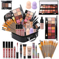 MTDXILTAI All in One Makeup Kit for Makeup storage bag 2X14 Colors Eyeshadow Palette Liquid Foundation Eyeliner Pencils Contouring Stick Lip Gloss 20Pcs Make up Brushes For Women Girls Teens (Black)