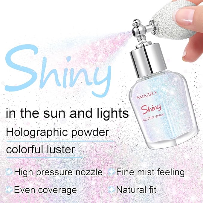 Hair and Body Glitter Spray, Shimmering Powder Sparkle Powder Makeup, Glitter Loose Sparkle Makeup for Body Highlighter,Festival Prom Rave Accessories (Sparkling Pink)