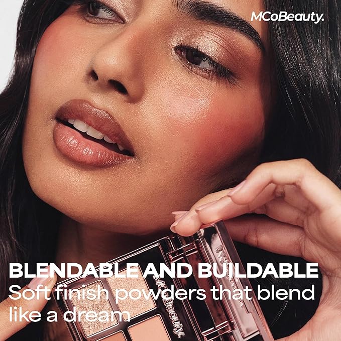 MCoBeauty Ultra Luxe Eyeshadow Quad Cheeky Chat - Pink Nude Shimmer & Matte Eye Shadow Palette - Blendable Buildable Long Wearing 4 Pan Compact with Mirror - Soft Finish Makeup - Vegan & Cruelty Free