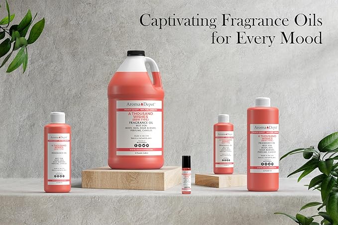 Aroma Depot A Thousand Wishes 4oz Fragrance Oil I Perfume I Skin Oil I Scented Oil. DIY Projects Such as Candles, Bath Bombs, Body Butters, Creams & Lotions. For Diffuser, Burners, or Warmers.